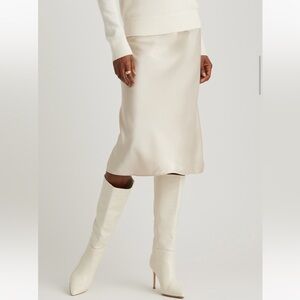 Quince Satin Cream Midi Skirt